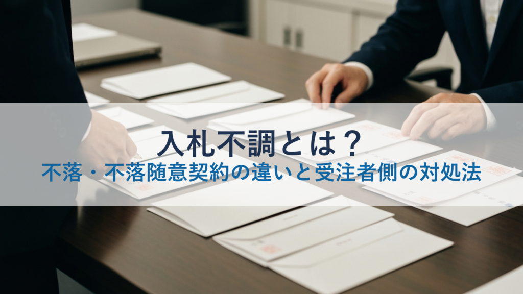 入札不調とは？不落・不落随意契約の違いと受注者側の対処法