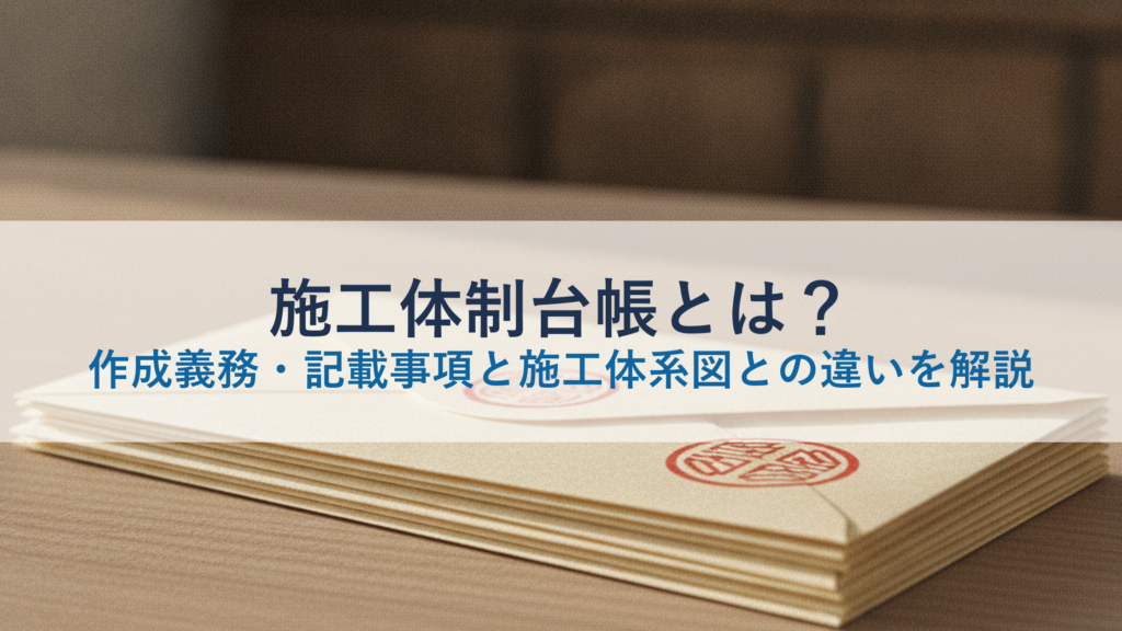 施工体制台帳とは？作成義務・記載事項と施工体系図との違いを解説