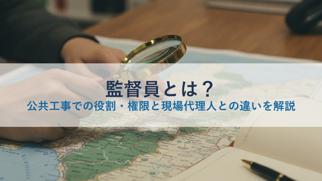 監督員とは？公共工事での役割・権限と現場代理人との違いを解説