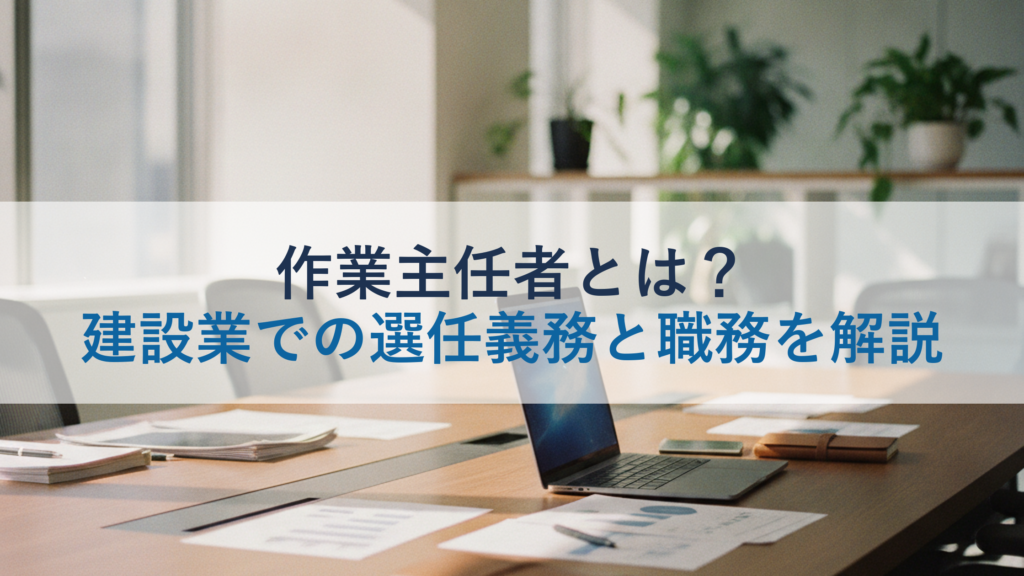 作業主任者とは？建設業での選任義務と職務を解説